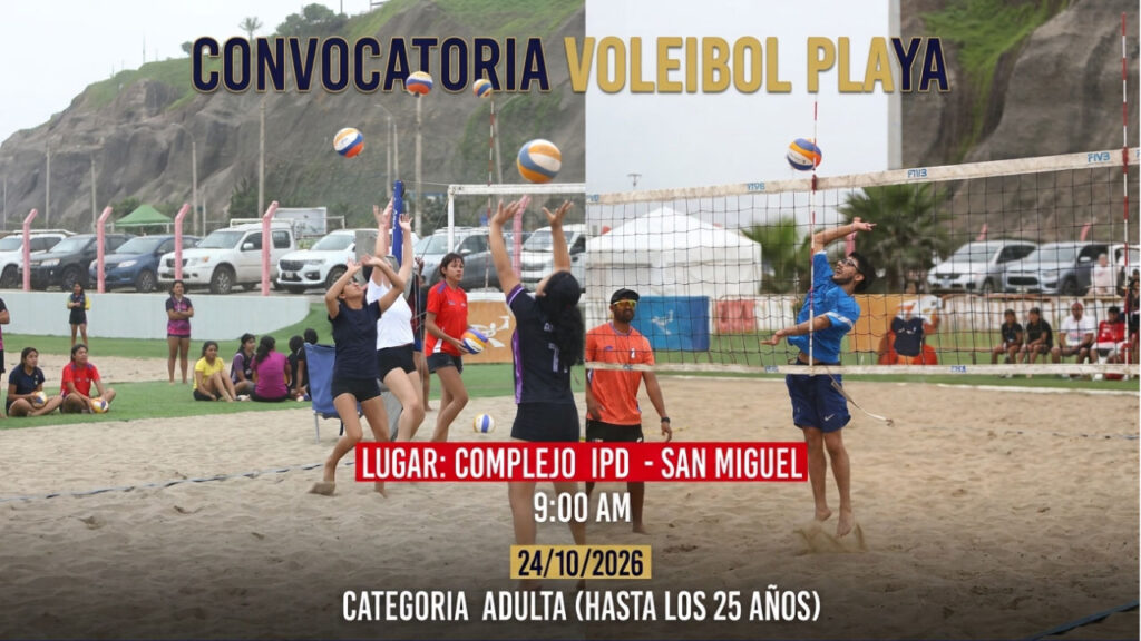 Última convocatoria de vóley playa para la categoría adulta femenina y masculina en el Complejo IPD de San Miguel.